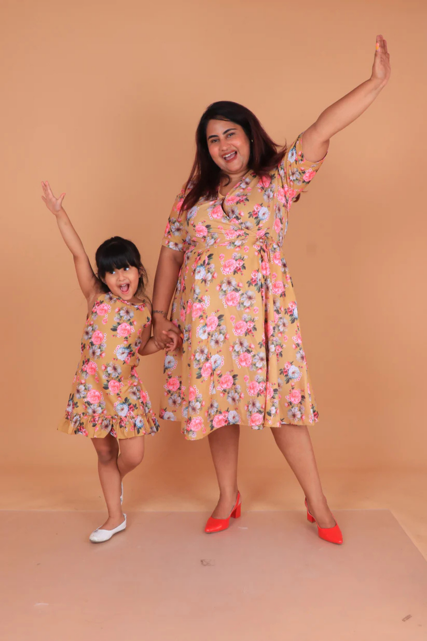 Yellow Floral Dress and Frock Combo