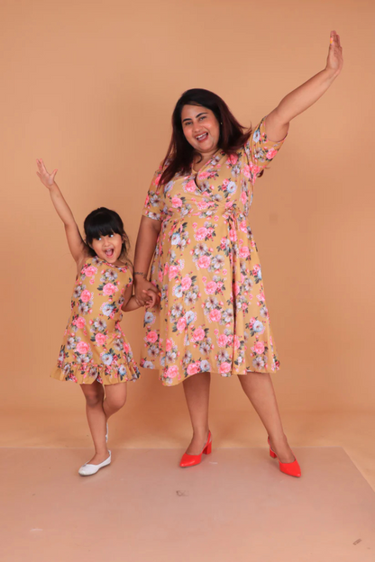 Yellow Floral Dress and Frock Combo