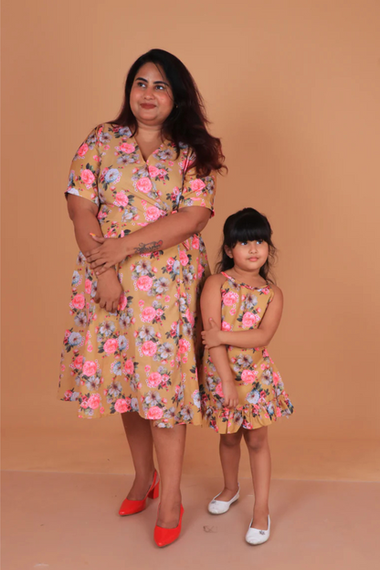 Yellow Floral Dress and Frock Combo