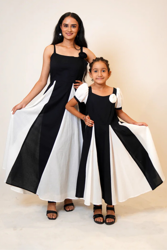 Black and White Monochrome Twinning Dress