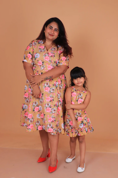 Yellow Floral Dress and Frock Combo