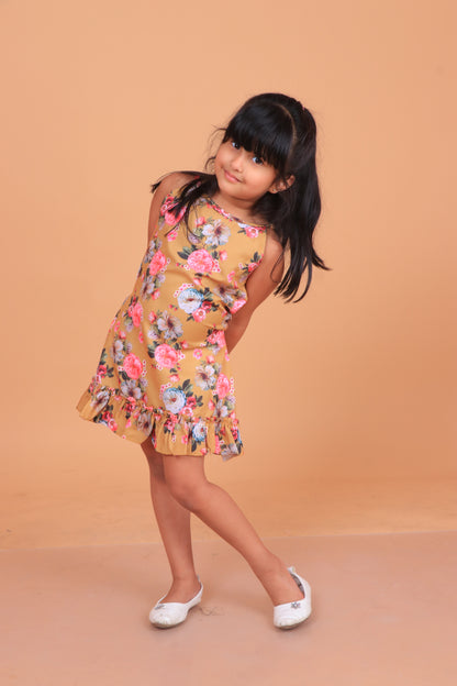 Yellow Floral Frock for Girls