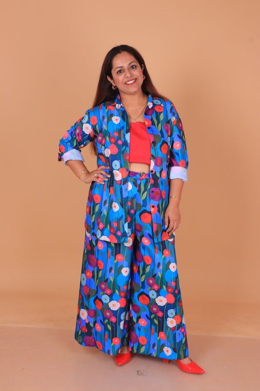 Blue Floral Co-ord Set Women