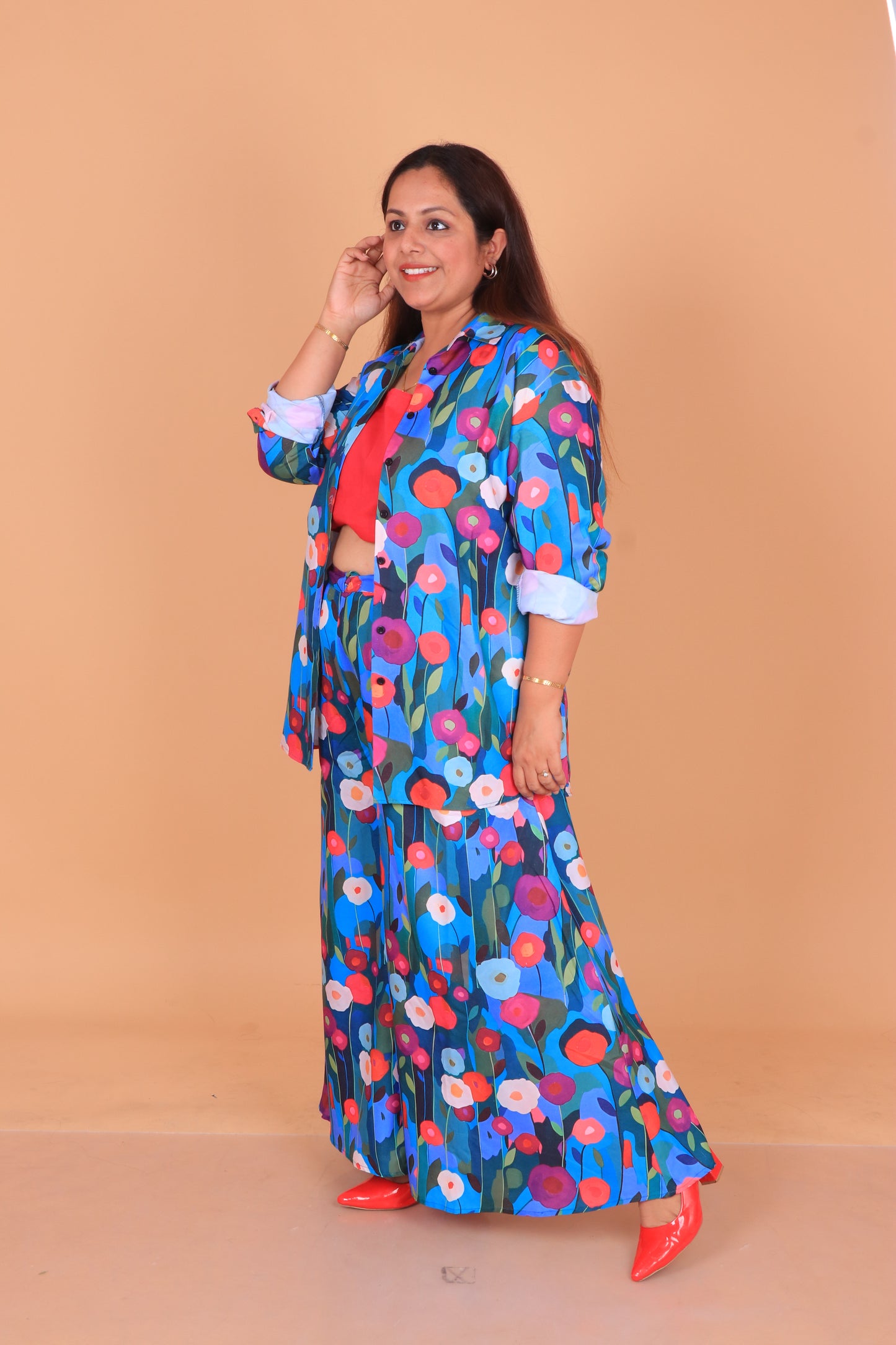 Blue Floral Co-ord Set Women