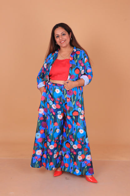 Blue Floral Co-ord Set Women