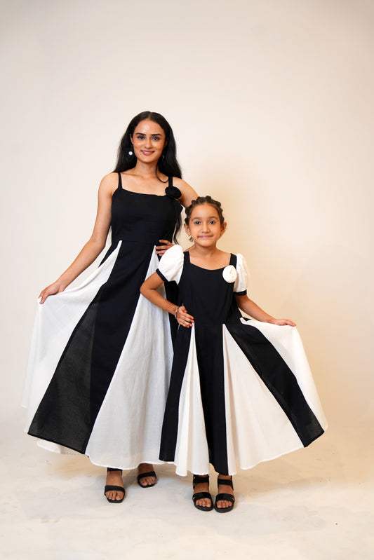 Black and White Monochrome Twinning Dress