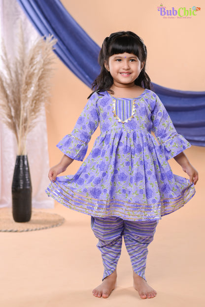 Stylish Lavender Angrakha Kurta with Dhoti Set