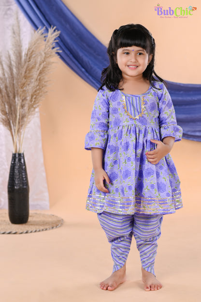 Stylish Lavender Angrakha Kurta with Dhoti Set