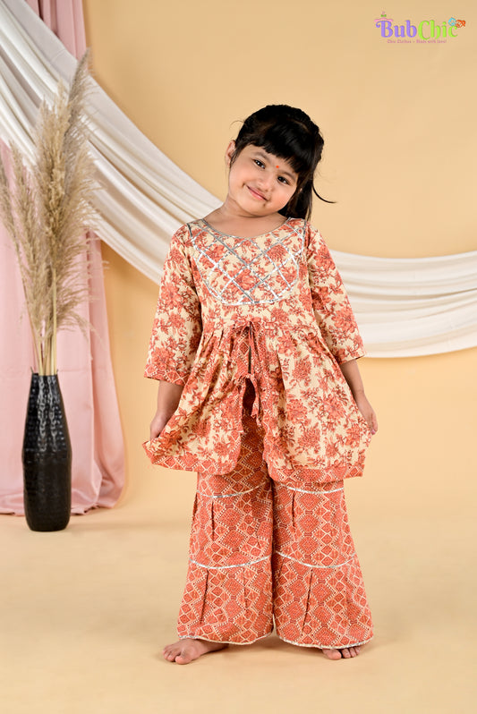 Floral Kurta with Gharara