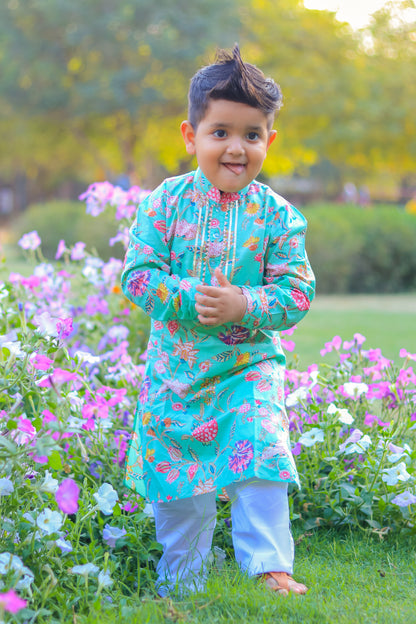 Green Floral Kurta with Pajama