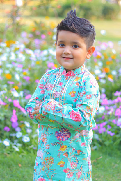 Green Floral Kurta with Pajama