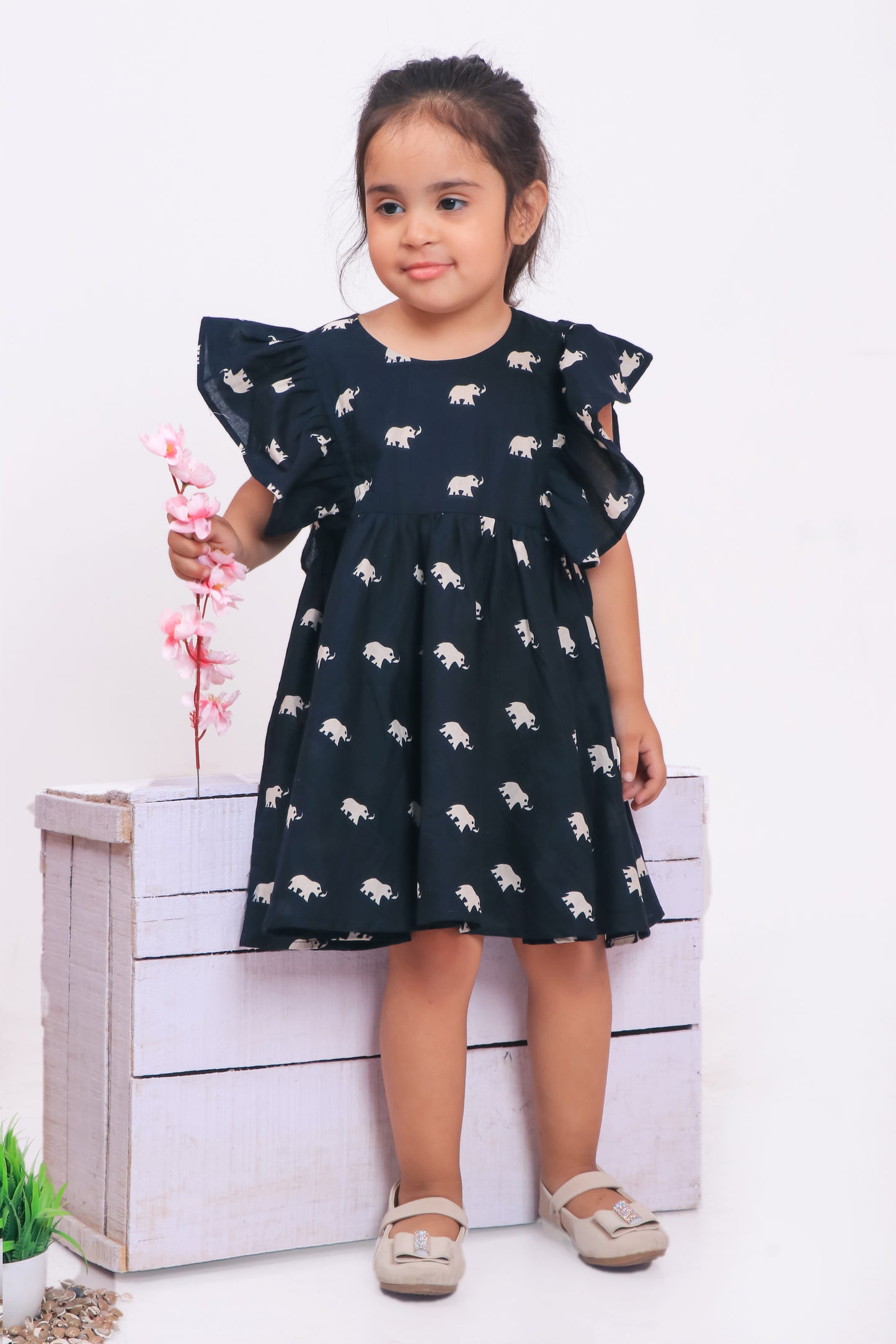 Stunning Black Elephant Print Frock