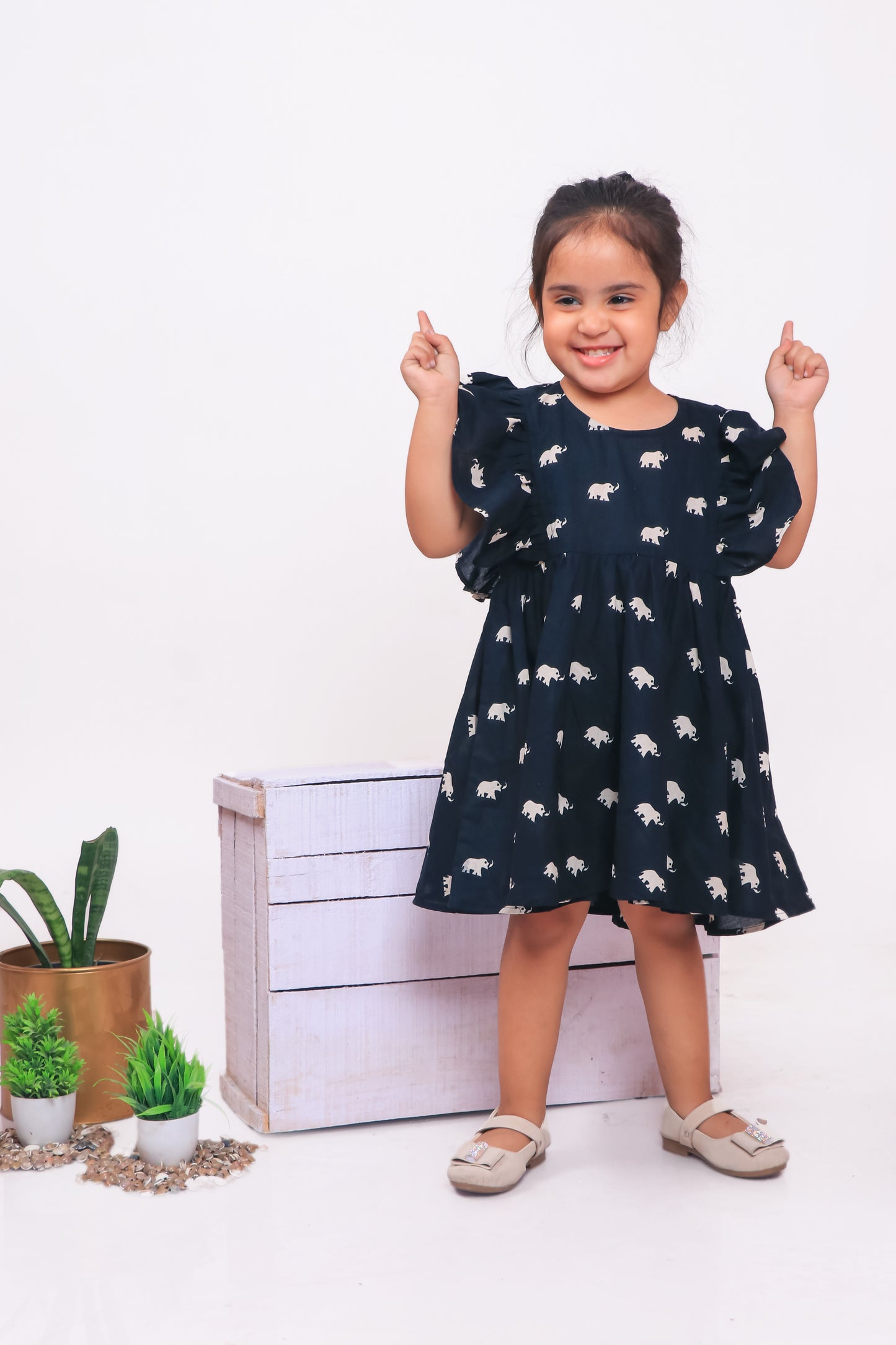 Stunning Black Elephant Print Frock