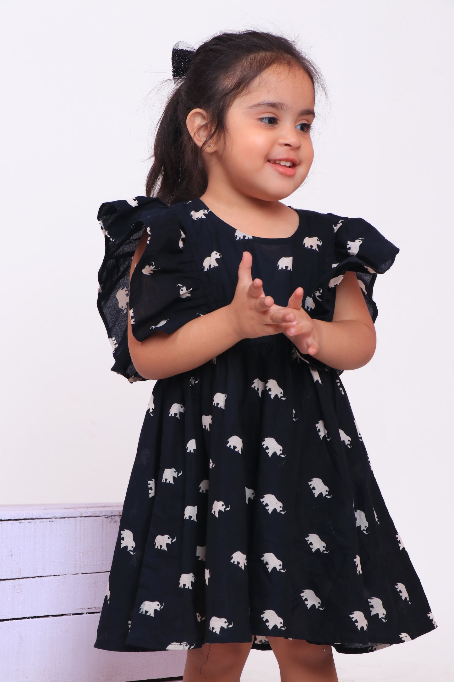 Stunning Black Elephant Print Frock