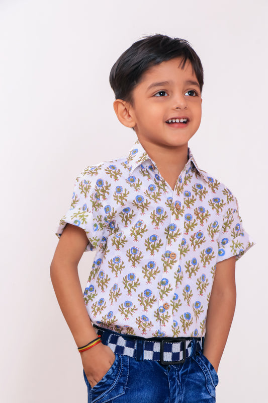 Adorable White Floral Shirt for Kids