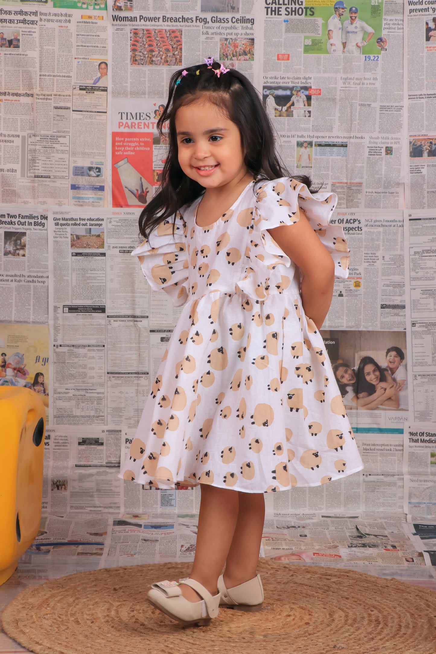 Handblock Sheep printed Frock