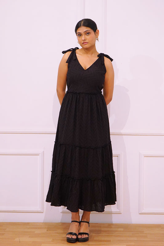 3 Layered Black Shiffli Dress