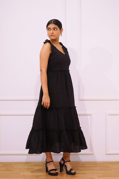 3 Layered Black Shiffli Dress