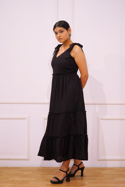 3 Layered Black Shiffli Dress