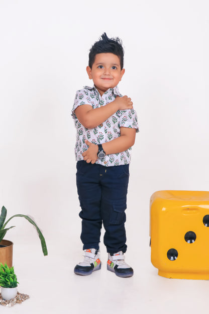 Classic White Handblock Print Shirt