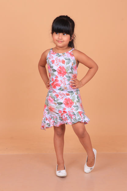 White Floral Frock for Girls