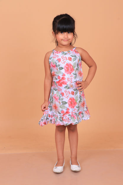 White Floral Frock for Girls