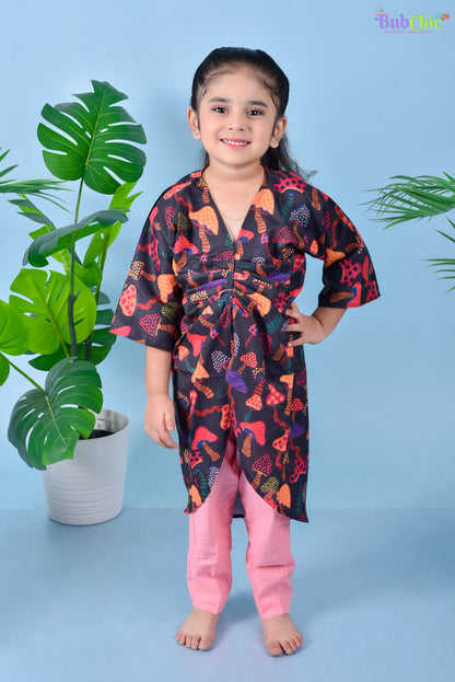 Mushroom Printed Kaftan with Pink Pants