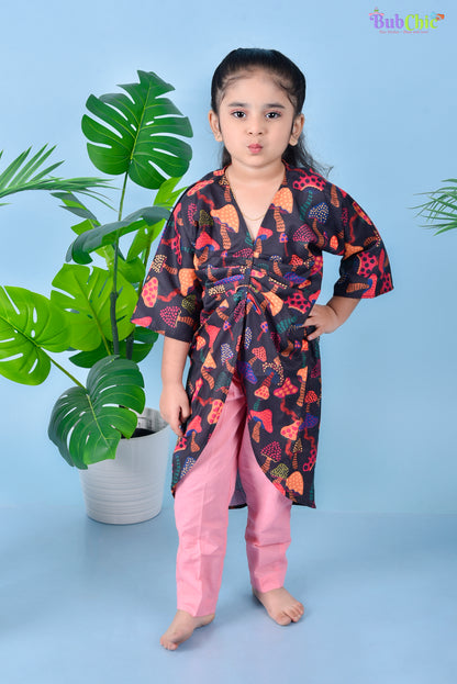 Mushroom Printed Kaftan with Pink Pants