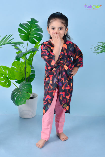 Mushroom Printed Kaftan with Pink Pants