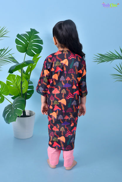 Mushroom Printed Kaftan with Pink Pants