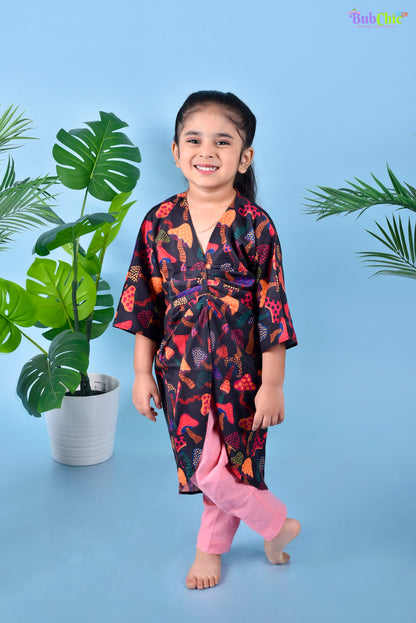 Mushroom Printed Kaftan with Pink Pants