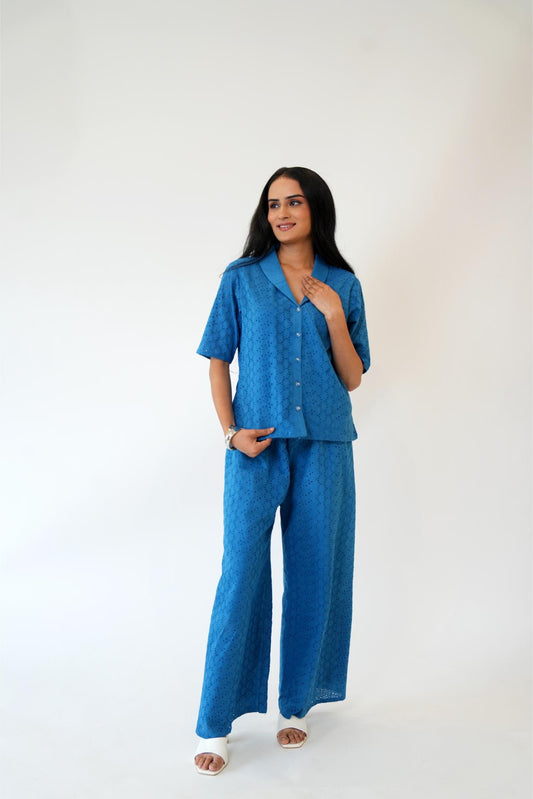 Blue Shiffli Co-ord Set